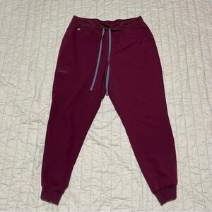 Figs Maroon Joggers with Teal Drawstring